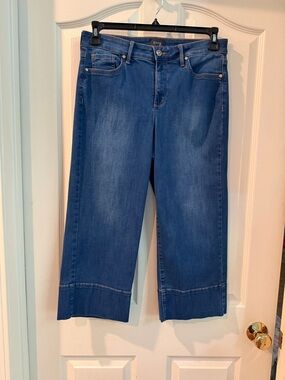 NYDJ Blue Cropped Wide-Leg Jeans